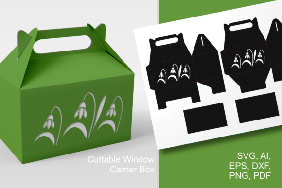 Download Snowdrops Gable Favor Box Template SVG - Template Collection