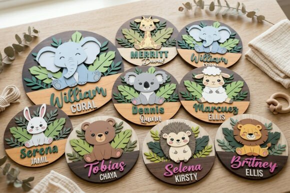 Download Safari Animal Baby Name Sign Laser Cut - Sign Collection