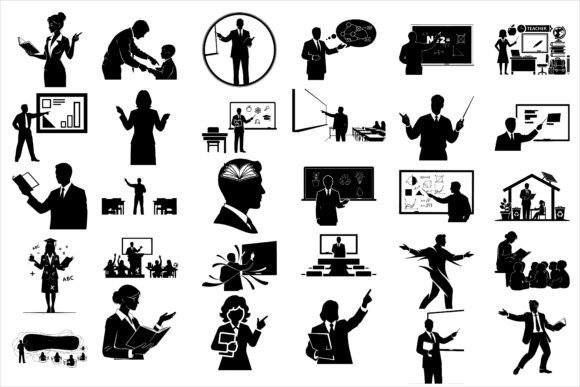 Download Teacher Classroom Silhouettes Featuring - Silhouette Collection