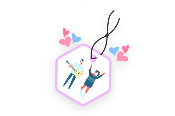 Download Tag Valentine Dance &amp; Guitar Design - Sign Collection