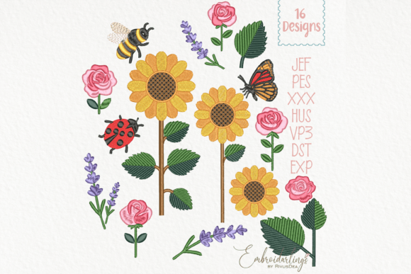 Download 16 Floral Summer Embroidery Designs File - Sign Collection