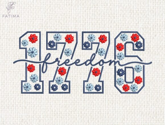 Download 1776 Freedom Floral Embroidery Design - Sign Collection