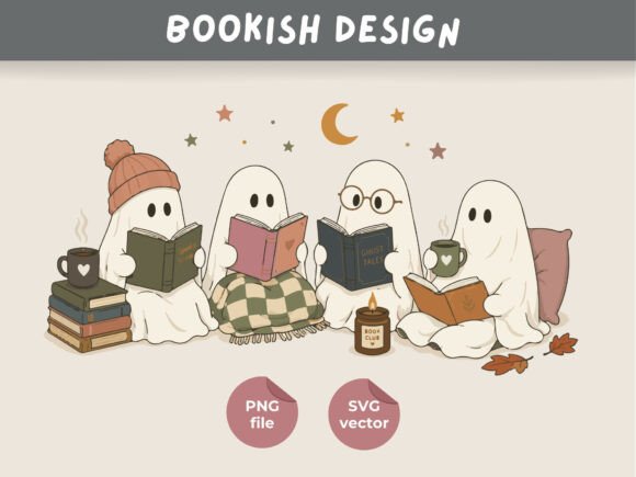 Download Cozy Book Club Ghosts, Book Lover Design - Sign Collection