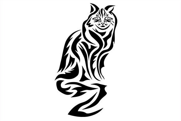 Download Tribal Tattoo Style Sitting Cat Design - Sign Collection