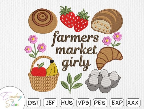 Download Farmers Market Girly Embroidery Design - Sign Collection