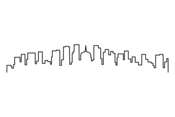 Download Cityscape Linear Silhouette. Minimal Urb - Silhouette Collection