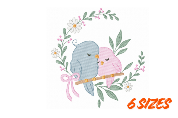 Download Love Birds Floral Embroidery Design - Sign Collection
