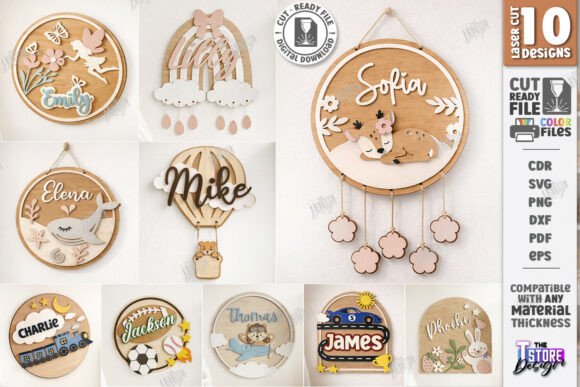 Download 3D Kids Room Name Signs Laser Cut Bundle - Sign Collection