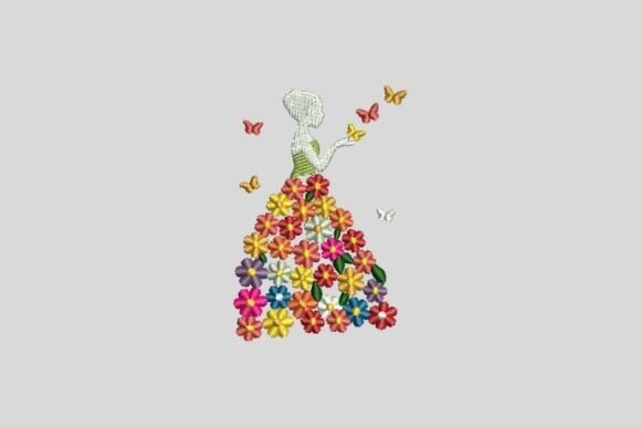 Download Floral Girl Embroidery Design - Sign Collection