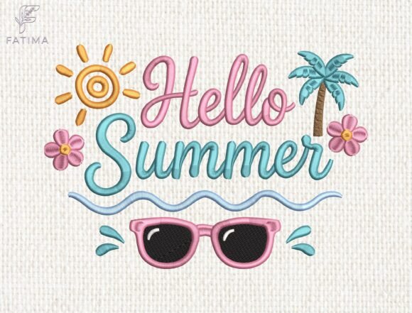 Download Hello Summer Embroidery Design - Sign Collection