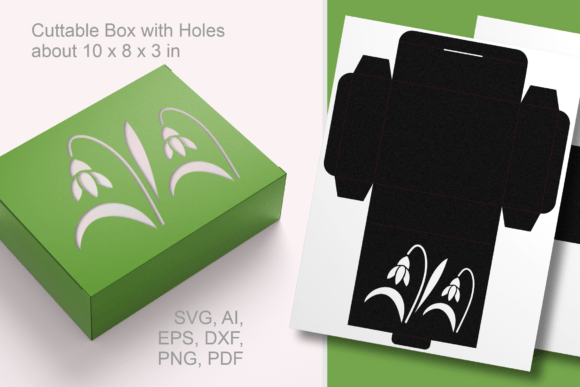 Download Snowdrops Rectangular Favor Box Template - Template Collection