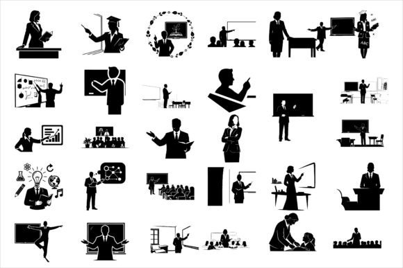 Download Teacher Classroom Silhouettes Featuring - Silhouette Collection