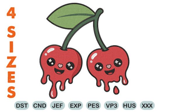 Download Kawaii Dripping Cherry Embroidery Design - Sign Collection