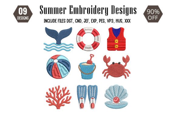 Download Coastal Summer Embroidery Design - Sign Collection