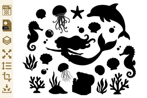 Download Mermaid Silhouette Clipart PNG &amp; SVG - Silhouette Collection