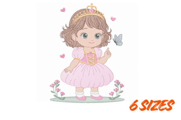 Download Sweet Princess Girl Embroidery Design - Sign Collection