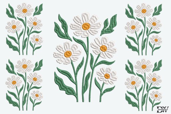 Download White Flowers Embroidery Design - Sign Collection