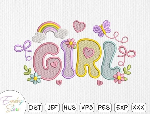 Download Cute Baby Girl Embroidery Design - Sign Collection