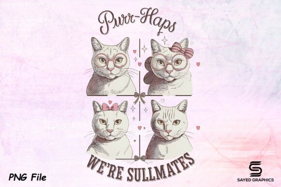 Download Vintage Valentine's Day Cat PNG Design - Sign Collection